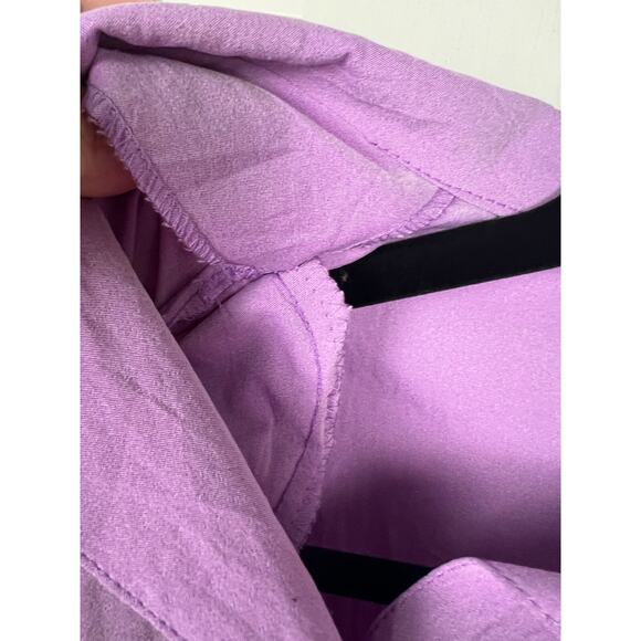 80s purple collared blouse top windbreaker sweatshirt material Large retro - Picture 6 of 8